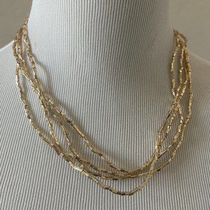 Super Long Brushed Gold Beaded Necklace | NWT
